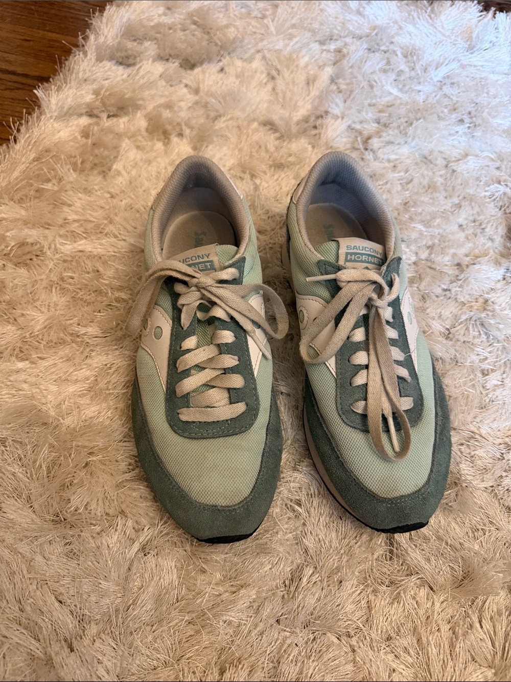 Saucony Women’s Mint Green and White Hornet Runner Sneakers